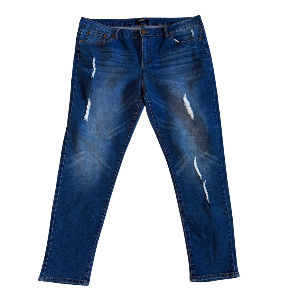 Bee & Ceci Los Distressed Skinny Jeans Blue Medium Wash Womens Size‎ 20 Stretch